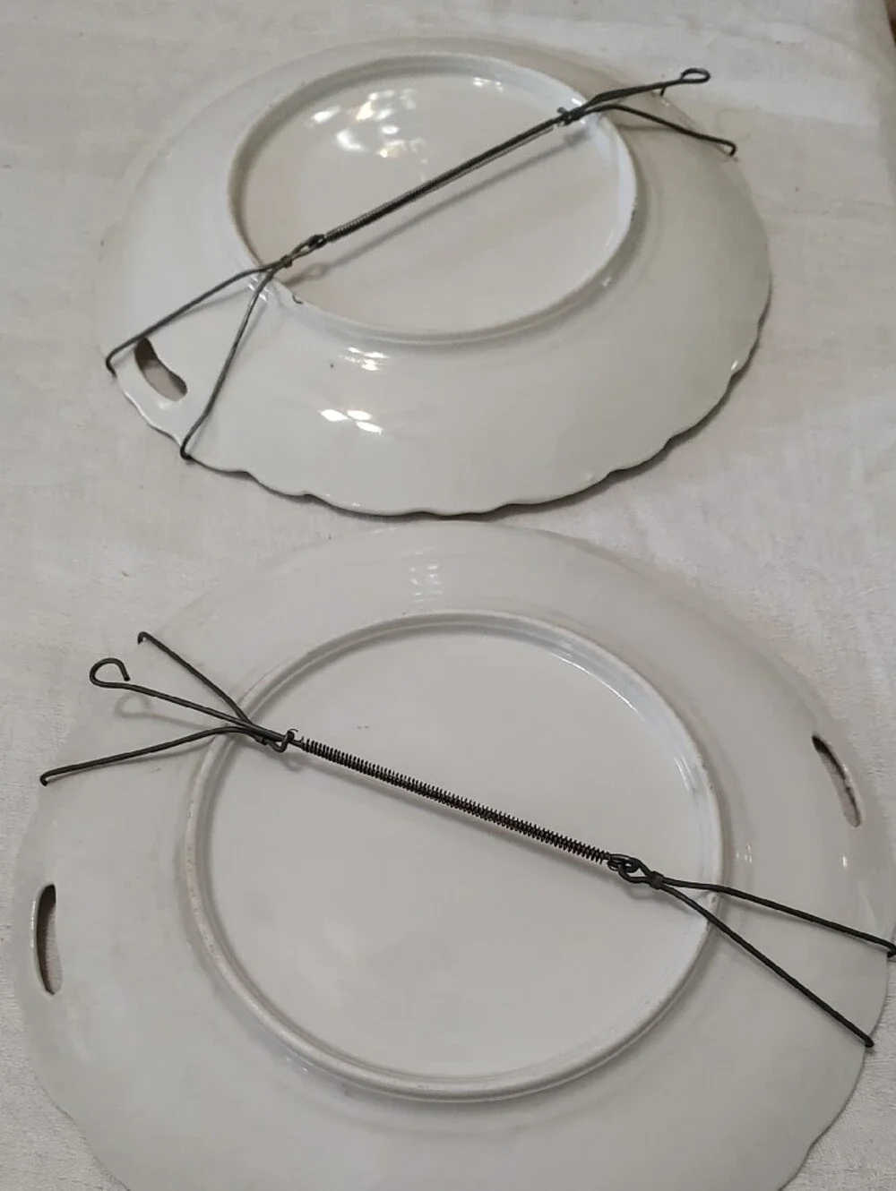 Beautiful White Porcelain Serving Plates with Pink Rose and Gold Trim And hanger